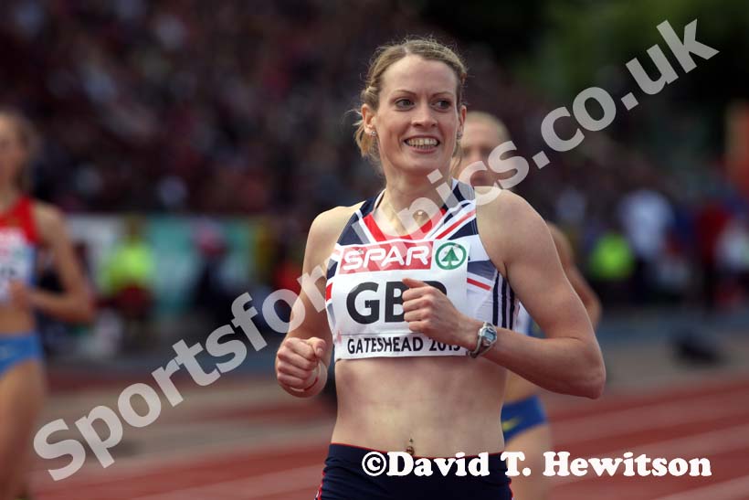 Eilidh Child (GB) wins the 400 metres hurdles at the European Athletics Team Championships.